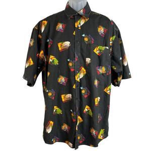 Vintage Shelter Island Men's Size L Tropical Fish Short Sleeve Button Down Shirt